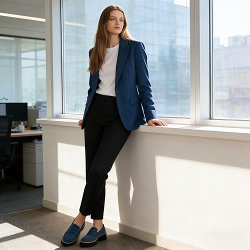 Image of Womens Penny Loafer ShoesSuede Chunky Oxford LUE Sole Comfortable Slip On for Casual Business,Work and Date