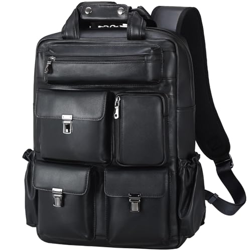 Image of Masa Kawa Leather 15.6 inch Laptop Backpack for Men Work Travel College Daypack