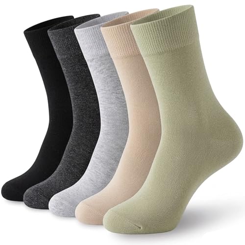 Image of Josnown Crew Socks for Women, Thin Cotton Casual Soft Aesthetic Womens Socks 5 Pairs
