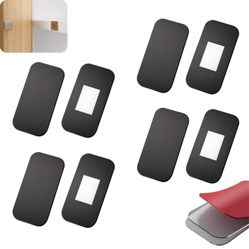 AILEWE 磁気キャッチラッチ ​​大マグネットシート 平行極薄型強力型 両面テープ付き,マグネットキャッチ ステンレス鋼製 マットブラック,磁気ドアキャッチ ねじは不要です 戸棚/家具扉/食器棚/クローゼット用 ドア止め金具 4個入り