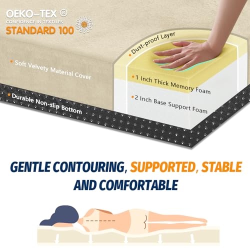 CYMULA CertiPUR-US Full Memory Foam Camping Mattress Pad, Portable Foam Sleeping Pad for Camping, Roll up Sleeping Mat Guest Floor Bed for Sleepover, Car, Tent SUV Cot Mattress by CYMULA - Image 2