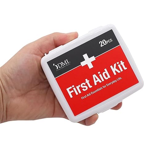 Image of DMI First-Aid Kit, Mini 20-Piece Kit, Small and Compact All-Purpose Use for Minor Cuts and Scrapes, Durable Water-Resistant Case, Convenient and Portable, White (Pack of 3)