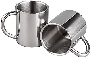 IMEEA 7.8Oz (220ml) Brushed Stainless Steel Double Wall Mugs Tea Cups Drinking Cups