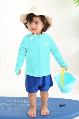Image of BesserBay Baby Toddler Kids Rashguard Top UPF 50+ Long Sleeve Swim Shirt Zip Up Thumb Holes UV Jacket 12 Months-6 Years