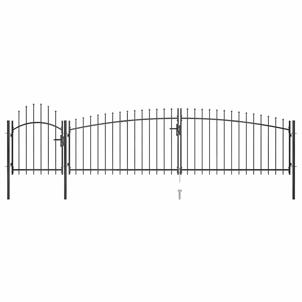 vidaXL Gartentor mit Speerspitzen 5x1,5m Schwarz Stahl Einfahrtstor