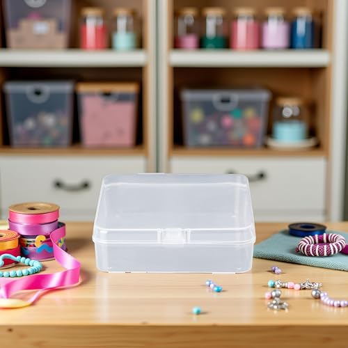 Image of Square clear Jewelry Storage Boxes Beads Crafts Case Containers Reusable Plastic Comfortable and Environmentally Professional Design Craft and Sewing Supplies Storage (6x6x1.8cm)