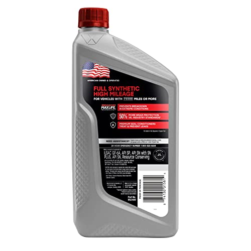 Image of Valvoline Full Synthetic High Mileage with MaxLife Technology SAE 0W-20 Motor Oil 1 QT (Packaging May Vary) (Pack of 2)