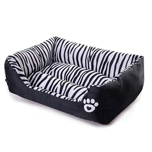 Dingziyue Productos del Animal doméstico Impermeable Nido Cebra Animal doméstico del Perro del Gato Invierno Sofá Cama Mat caseta de Perro (Color : Black and White Stripes, Size : S)