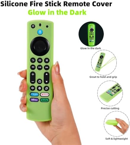Silicone Fire Stick Remote Cover Glow in The Dark, Shockproof Protective Case Cover for Toshiba, Omni, Insignia, Amazon Series Fire TV Stick 4K Max Remote Control, Glow Green - 2