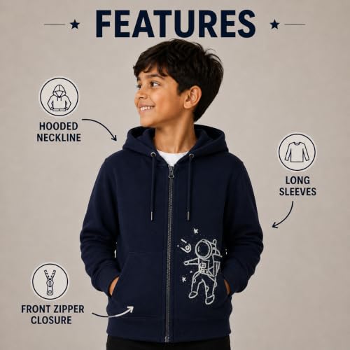 Image of The Mom Store Winter Jackets for Kids | Cute Sweatshirt and Cool Hoodies for Baby Boy and Baby Girls | with Zippers | Hoodie Cap
