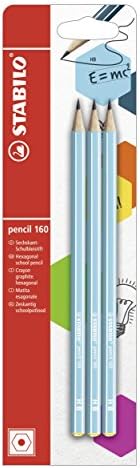 Graphite Pencil with Eraser - STABILO pencil 160 - Pack of 6 - 2 x petrol, yellow, orange, blue, pink - HB