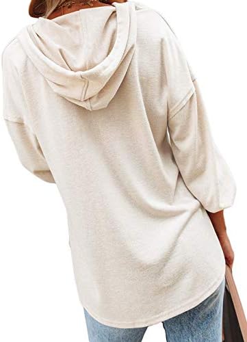 Valiamcep Women's Sweatshirts and Hoodies Drawstring Deep V Neck Button Down Pullover Tunic Top
