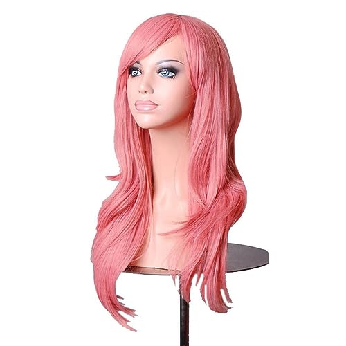 BERON 28 Inches Classical Heat Resistant Female Cosplay Wig with Wig Cap Pink