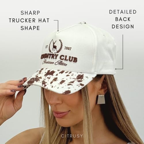 Image of Vintage Western Trucker Hat | Men & Women | Country Cute Caps for Cowgirls Cowboys | Camo Denim Embroidered Cotton | Snapback