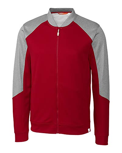 Image of CBUK Men's Pop Fly Colorblock Heathered Fleece Full Zip Bomber Jacket