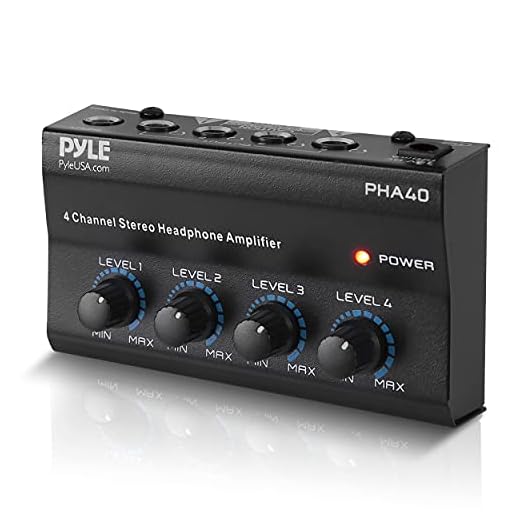 4-Channel Portable Stereo Headphone Amplifier - Professional Multi-Channel Mini Earphone Splitter Amp w/ 4 ¼” Balanced TRS Headphones Output Jack and 1/4' TRS Audio Input For Sound Mixer -Pyle PHA40.