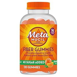 Metamucil Fiber Supplement Gummies, Sugar Free Orange Flavor, 5g Prebiotic Plant Based Fiber Blend, 120 Count
