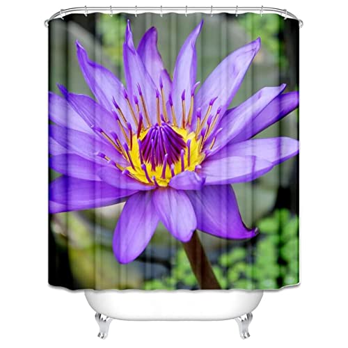 Rideau de douche imperméable KnSam 165x200cm en polyester imprimé fleur violette - 3