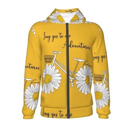 Daisy With Bicycle Kids Pullover Hoodies Boys Zip Up Sweatshirts Girls Athletic Clothes with Pocket2