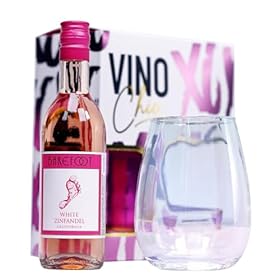 Buy the Vino Chic Wine Gift Set with Barefoot White Zinfandel and Iridescent Stemless Glass for Special Occasions – Blue Tree