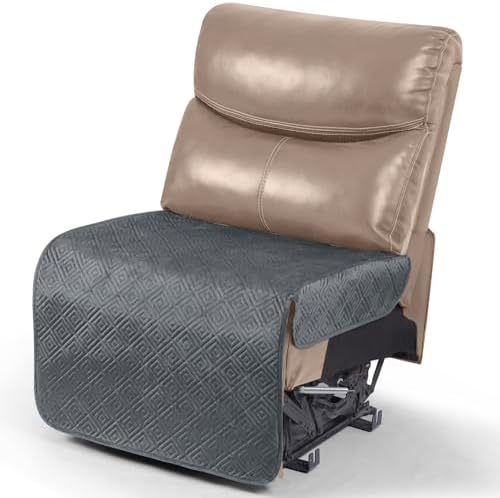 Timeles Waterproof Velvet Recliner Seat Cover for Armless Chair Without Backrest Thick Soft Washable (Gray, Seat-Only: 1-Seat)