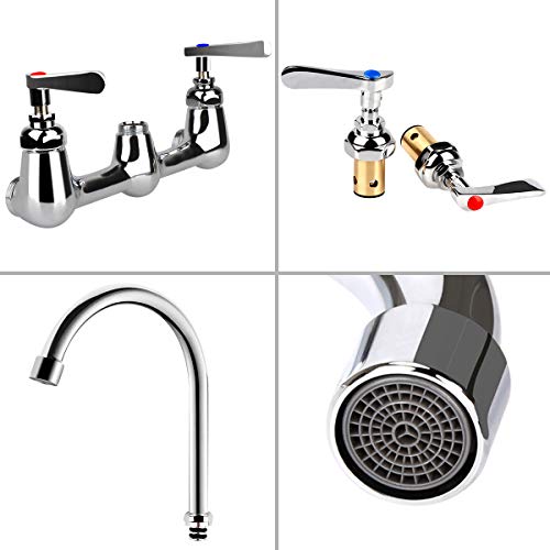 KWODE Wall Mount Faucet 8 Inch Center Commercial Kitchen Sink Faucet with 6