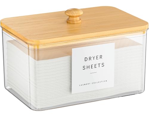 Dryer Sheet Holder with 6 Labels for Laundry Room Organization and Storage