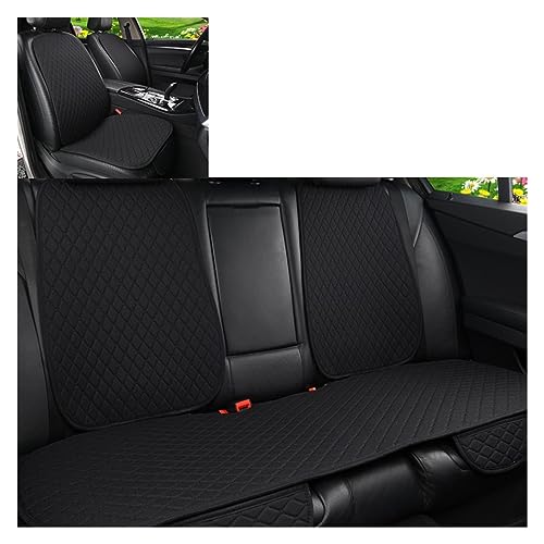 Housses de siège avant en lin noir 7 pièces avec tapis de taille pour auto
