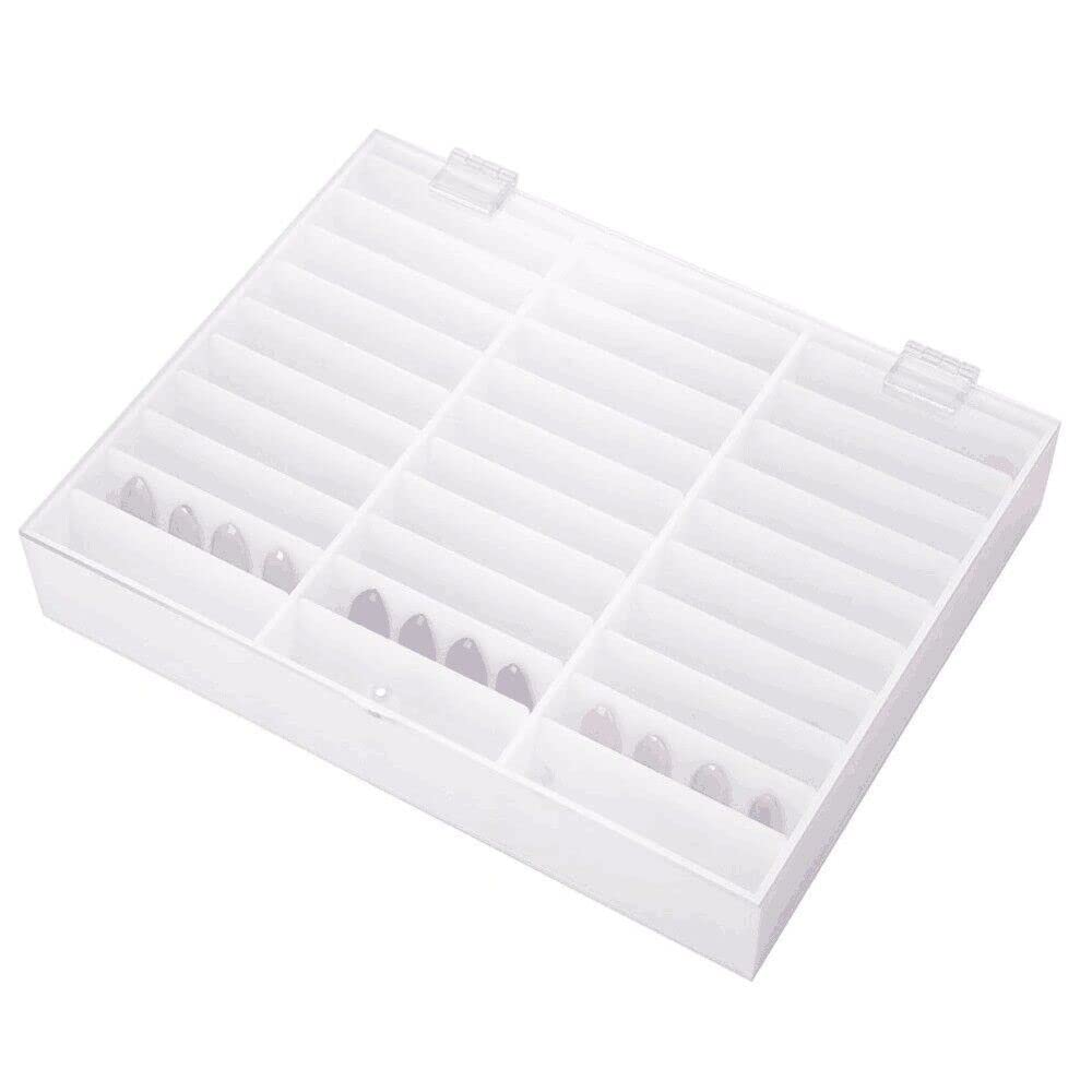 zalati Caja de almacenamiento de uñas para decoración de uñas, 30 agujeros, color blanco