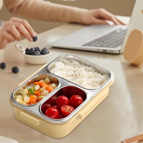 Boîte de rangement alimentaire acier inoxydable 3 compartiments pour école - 4