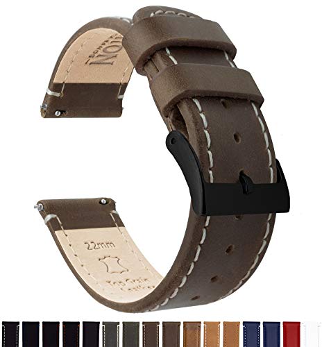 Image of BARTON WATCH BANDS - Top Grain Leather Watch Bands Compatible with Apple Watch Models - 1, 2, 3, 4, 5, 6, 7, 8, 9, 10, SE, Ultra & Ultra 2