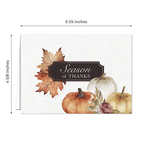Canopy Street Traditional Thanksgiving Card Set / 24 Watercolor Autumn Note Cards / 4 5/8" X 6 1/4" Classic Fall Greeting Cards #TOP5