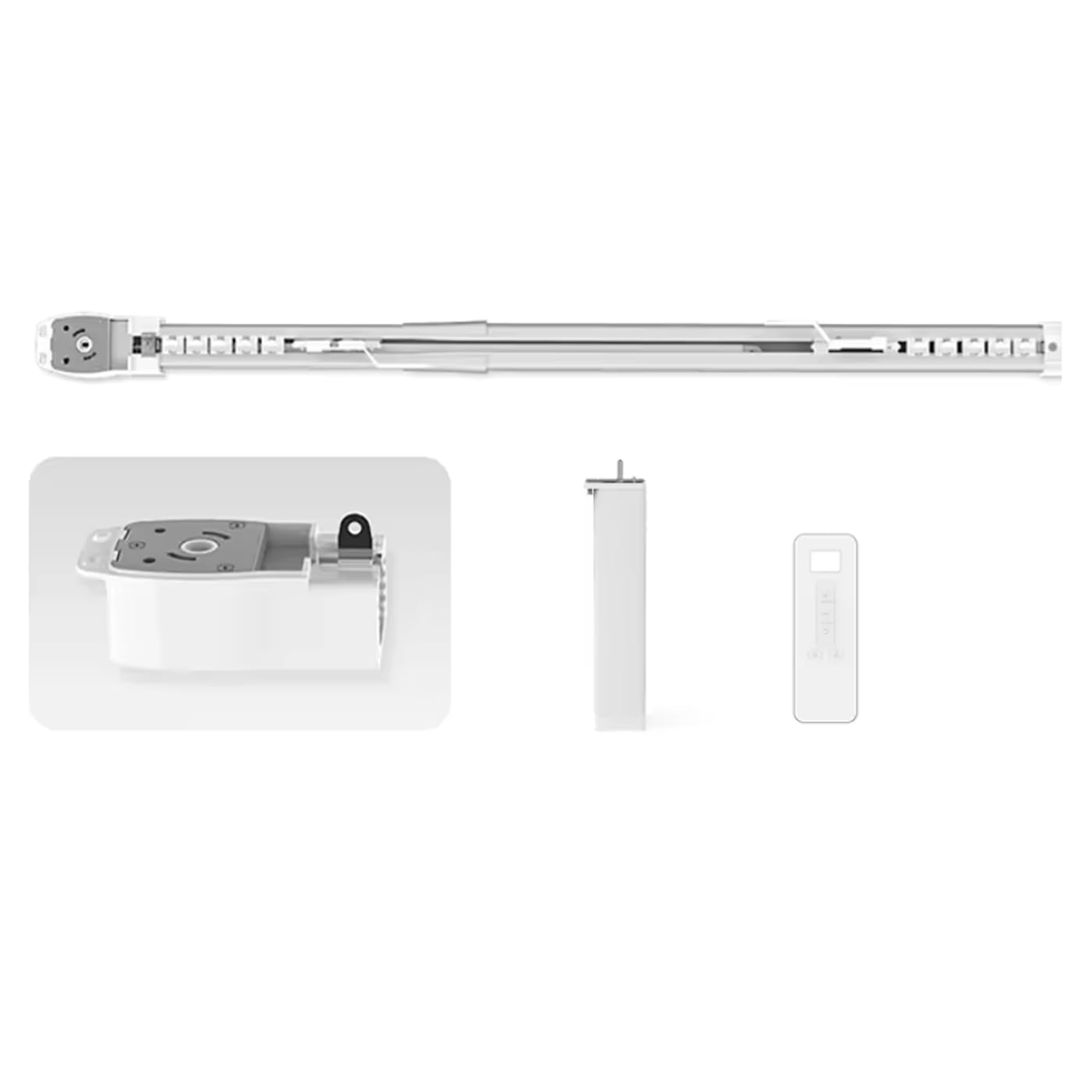 Binario tenda Motorizzato Smart per Tende, 1,8-3,0 m, Motore WiFi 80W, Compatibile Tuya/Zigbee, Controllo Vocale Alexa/Google Home, Telecomando Incluso, Bianco APP Tuya