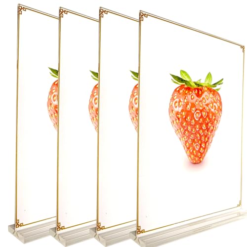Ashoaza Lot de 4 porte-affiches A4 | Porte affiche de Table | Porte-menu A 4 | Présentoirs A4 | acrylique transparent pour les Hôtels, Mariage, Restaurants, Comptoirs de Magasins
