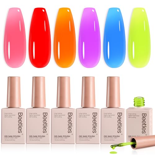 Image of Beetles Jelly Gel Nail Polish Set, 6 Colors Neon Gel Polish Kit