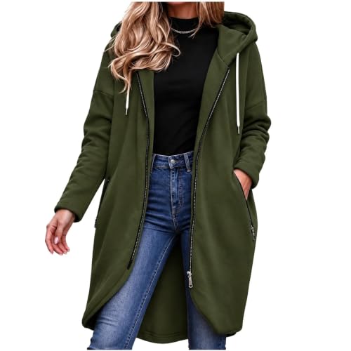 Long Hoodies For Women Oversized Full Zip Up Coats With Pockets