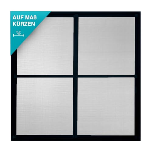 APANA Fliegengitter Schiebetür 240x240 cm – Insektenschutz Balkontür & Terrassentür ohne Bohren, zuschneidbar für Doppeltür, Aluminium Rahmen & Fiberglas Gewebe, stabil & langlebig Anthrazit