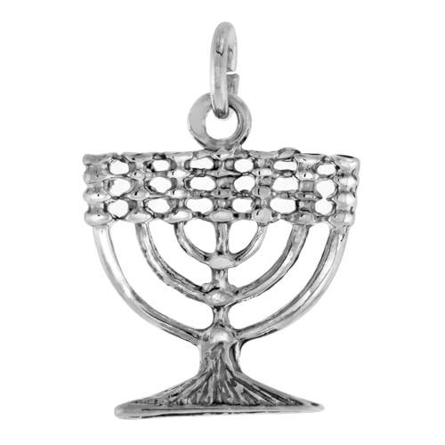 3/4 inch Small Sterling Silver Menorah Pendant Necklace for Women and Men 17mm Wide 16-30 inch2