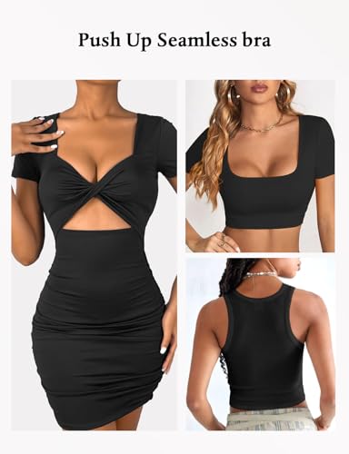 Image of Women's Push Up Racerback Front Closure Bras Seamless Plunge Padded Underwire Add 2 Cup Sizes Bra