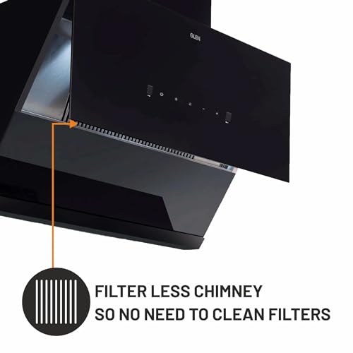Image of Glen Auto Clean Glass Chimney 75cm Filter-less with Motion Sensor, 1400 m /h -