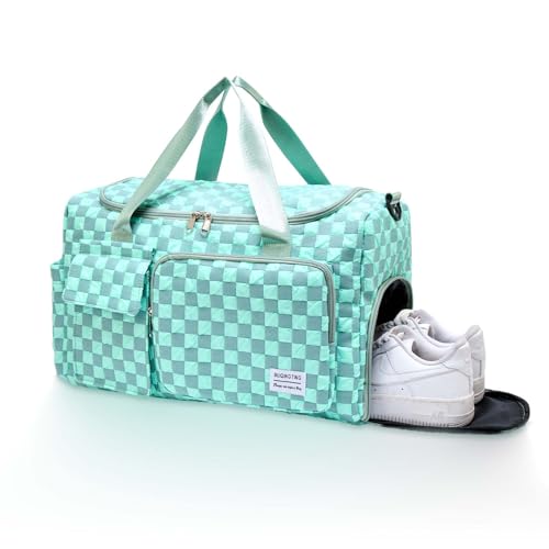 Image of Small Gym Bag for Women, Travel Duffle Bag Carry On Weekender Bag with Shoe Compartment