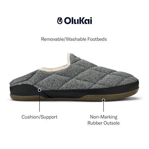 OLUKAI Puku'i Men's Fleece Slippers, Comfortable Activewear Slippers, Premium Full-Grain Leather & Jersey Knit, Drop-In Heel & All-Day Comfort4