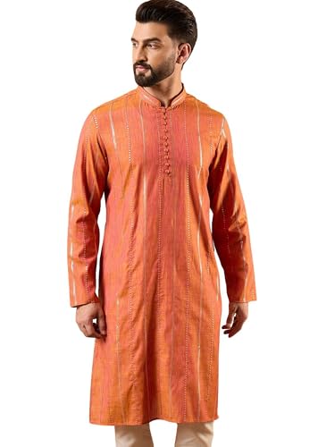 Image of Men's Embroidered Solid Calf Length Kurtas | Men | Kurtas for Mens | Straight Fit Kurta for Men's