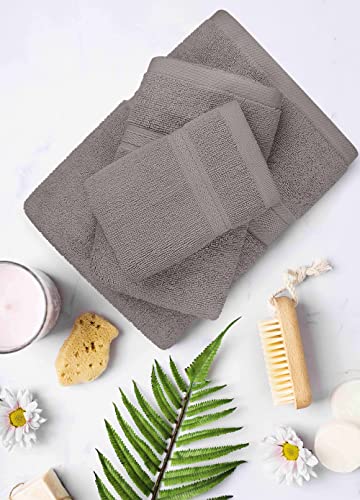 Towel and Linen Mart Silver Towel Sets , 2 Bath Towels 2 Hand Towels and 4 Washcloths 2 Ply Low Twist 600 GSM Ring Spun Highly Absorbent for Bathroom Hotel Shower Towel ( 8 Pack ) - Thumbnail 3