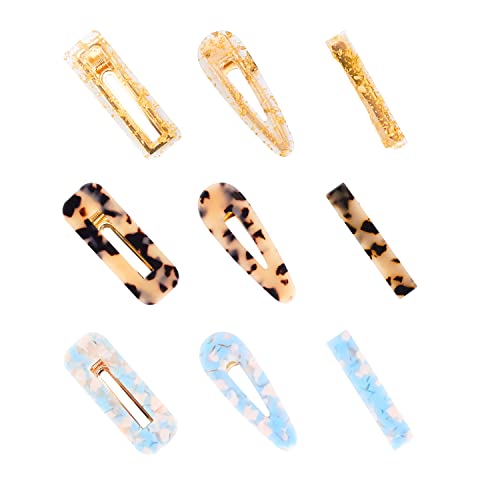Doromy 9 Packs Acrylic Resin Hair Clips Set Geometric Alligator Hair Clips Hair Pins Handmade Cute Hair Barrettes Bobby Pins Sweet Headwear Hair Accessories For Women Girls Decorative Party Wedding cover
