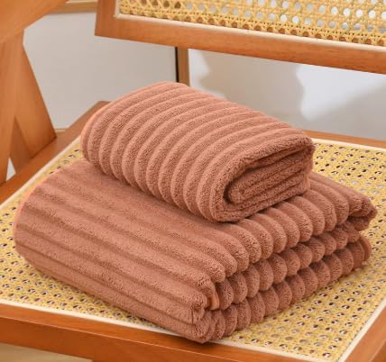 STEEL-LAND【70×140cm 】バスタオル 大判 吸水速乾 厚手 柔らか肌触り 北欧風 おしゃれ 抗菌防臭 家庭用 ジム 温泉 旅行用 タオル 高吸水力 (レッド) [並行輸入品]