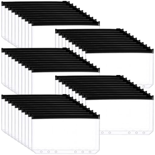 Pochettes transparentes à fermeture éclair noire Leinuosen pour documents et contrats