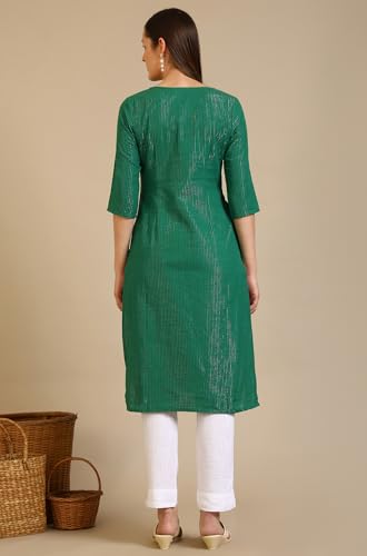 Image of Aurelia Women's Embellished Cotton Lurex Straight Kurta