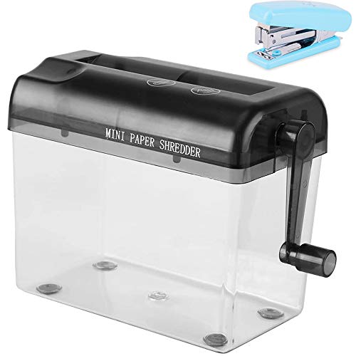 Hand Crank Paper Document Shredder?Household Manual Shredder for Office (Black)