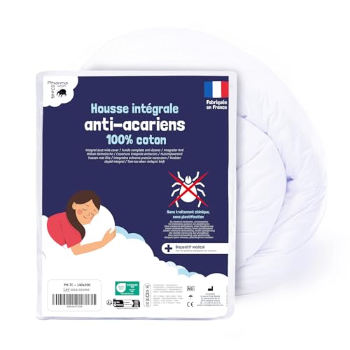 Pharma-Housse - Housse Anti-acariens intégrale 100% Coton pour Couette –